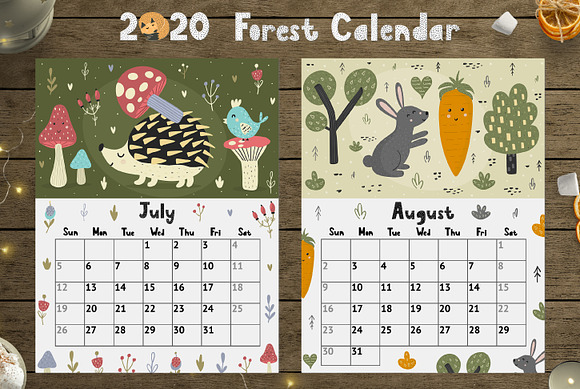 2020 Forest Calendar Template in Stationery Templates - product preview 7