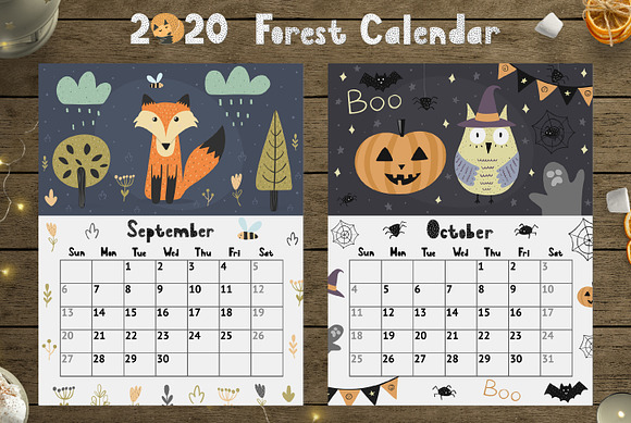 2020 Forest Calendar Template in Stationery Templates - product preview 8