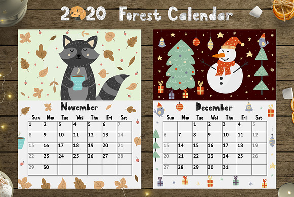 2020 Forest Calendar Template in Stationery Templates - product preview 9