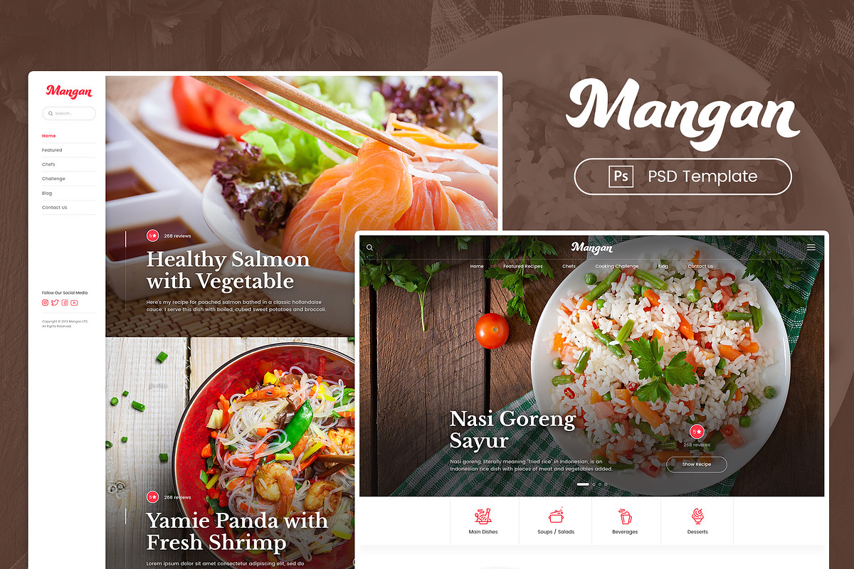 Mangan - Food Recipe Sharing PSD in UI Kits and Libraries - product preview 8