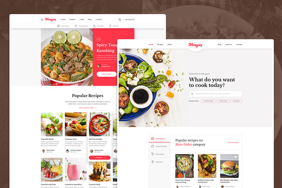 Mangan - Food Recipe Sharing PSD in UI Kits and Libraries - product preview 1