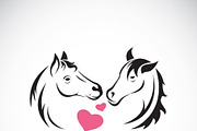 Vector of two horse and heart.Animal