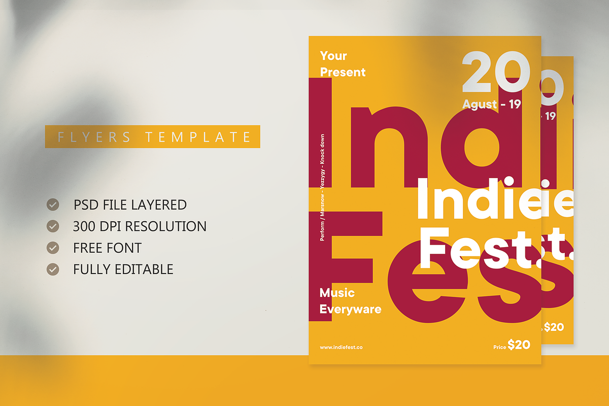 Indie Fest Flyer Template in Flyer Templates - product preview 8