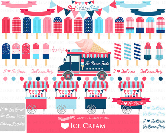 Ice Cream Party, Ice Cream Truck in Illustrations - product preview 4