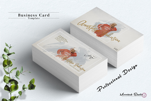 Watercolour Business Card Template in Business Card Templates - product preview 1