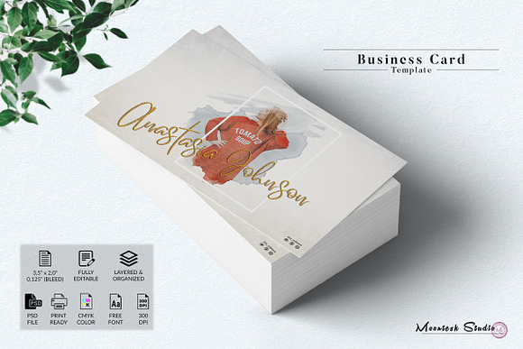 Watercolour Business Card Template in Business Card Templates - product preview 3