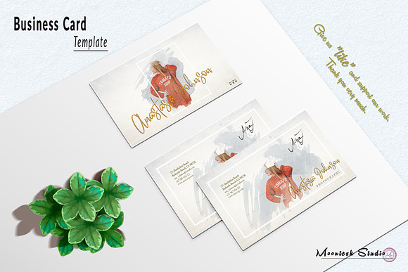 Watercolour Business Card Template in Business Card Templates - product preview 4
