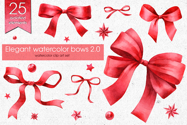 Elegant watercolor bows set 2.0