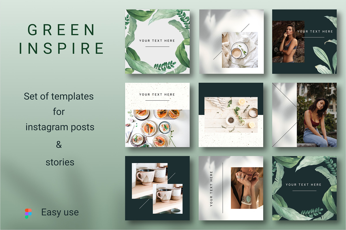GREEN INSPIRE Instagram Templates in Instagram Templates - product preview 8