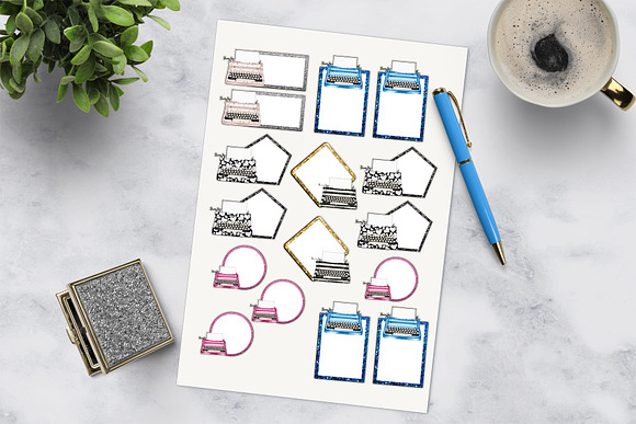 Vintage Typewriters Planner Stickers in Stationery Templates - product preview 4