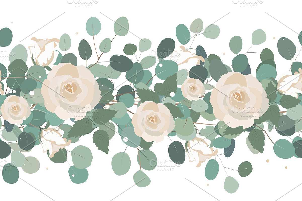 Elegant seamless border from roses in Illustrations - product preview 8