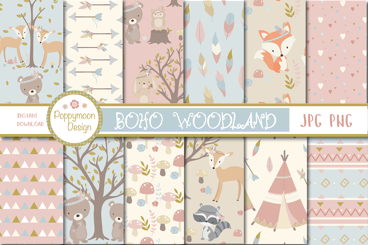 Boho woodland paper in Illustrations - product preview 8