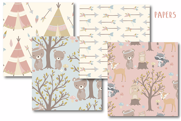 Boho woodland paper in Illustrations - product preview 1