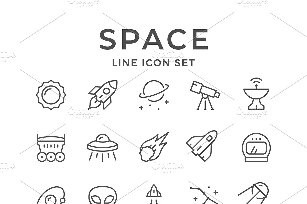 Set Line Icons of Space in Icons - product preview 8