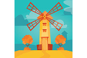 vector illustration of windmills