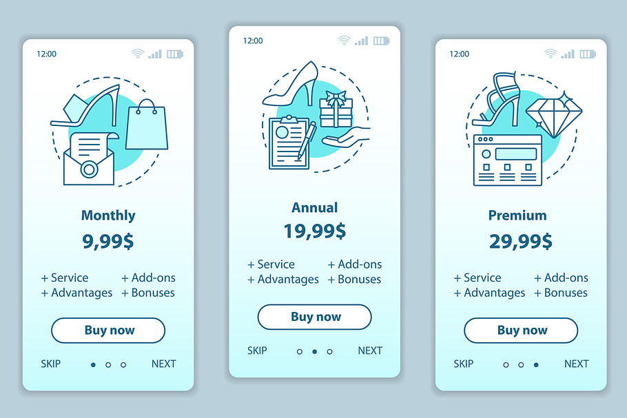 Stylist services prices app screens in Web Elements - product preview 8