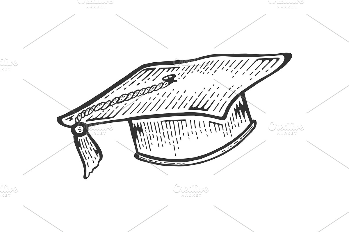 Square academic cap sketch vector in Illustrations - product preview 8
