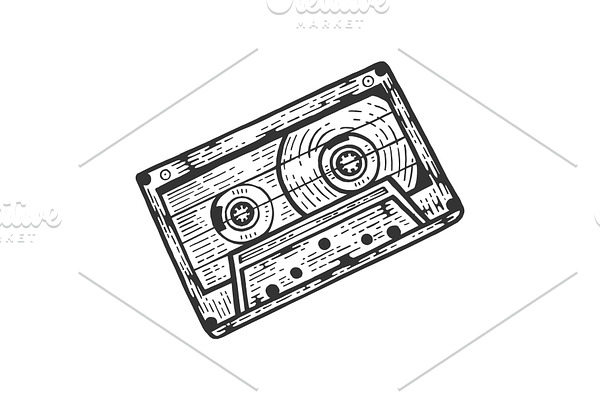 Cassette tape sketch engraving