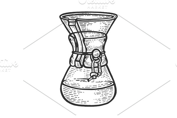 Chemex Coffeemaker sketch engraving