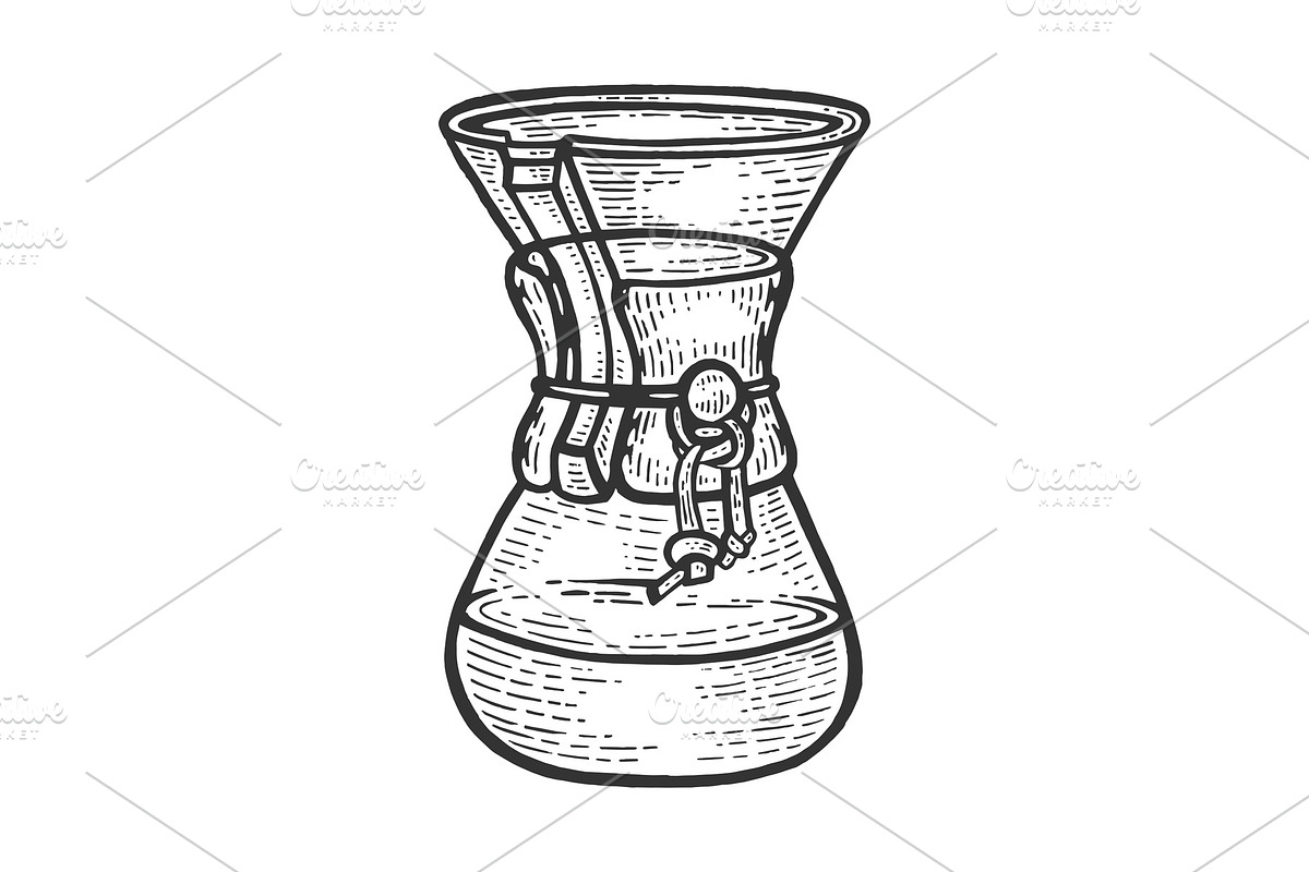 Chemex Coffeemaker sketch engraving in Objects - product preview 8