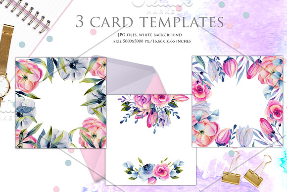 Wyoming flowers. Watercolor clipart. in Illustrations - product preview 5