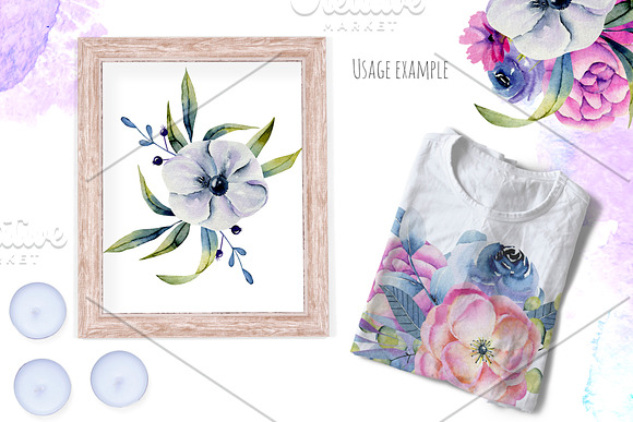 Wyoming flowers. Watercolor clipart. in Illustrations - product preview 11