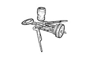 Corkscrew and wine cork sketch