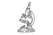 Microscope sketch engraving vector