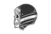 Skull in motorcycle helmet sketch