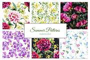 Watercolor summer floral patterns