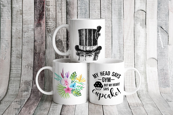 3 mugs Coffee mug mockup three cups in Product Mockups - product preview 2