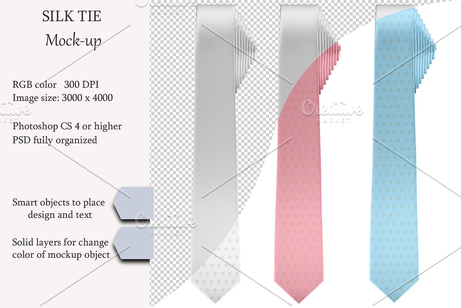 Silk tie Mockup. Product mockup.