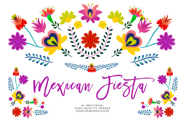 Mexican Watercolor Floral clipart