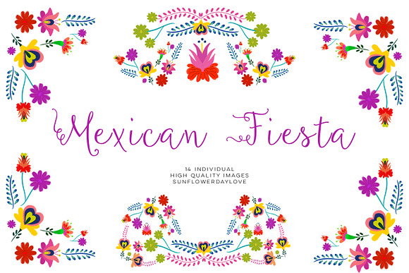 Mexican Watercolor Floral clipart in Illustrations - product preview 1