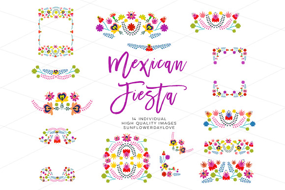 Mexican Watercolor Floral clipart in Illustrations - product preview 2