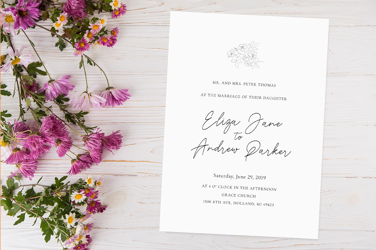 Dainty Floral Wedding Invitation Set in Stationery Templates - product preview 8