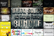 Mega Sales 62 Unique Fonts Bundle