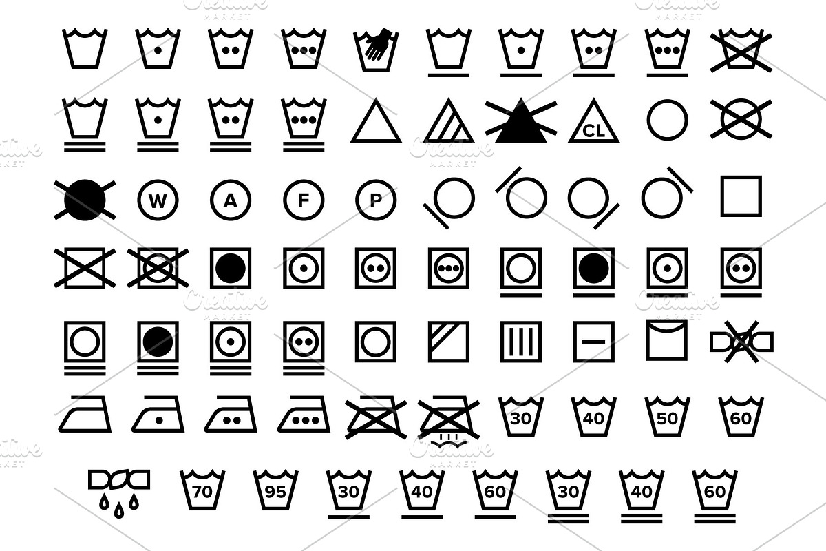 Laundry Care Symbol Icons Set in Laundry Icons - product preview 8