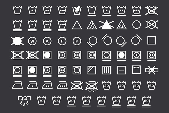 Laundry Care Symbol Icons Set in Laundry Icons - product preview 1