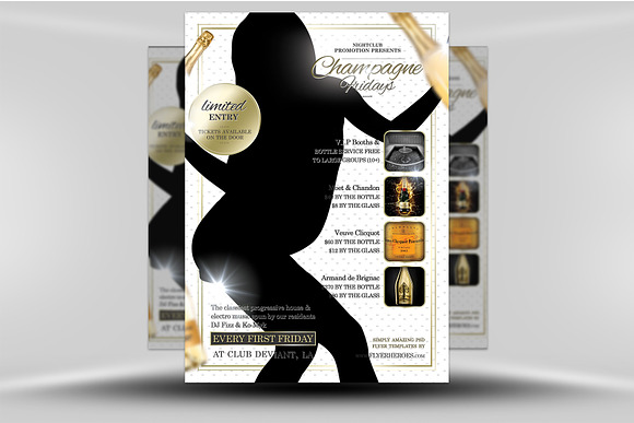 Champagne Fridays Flyer Template in Flyer Templates - product preview 3