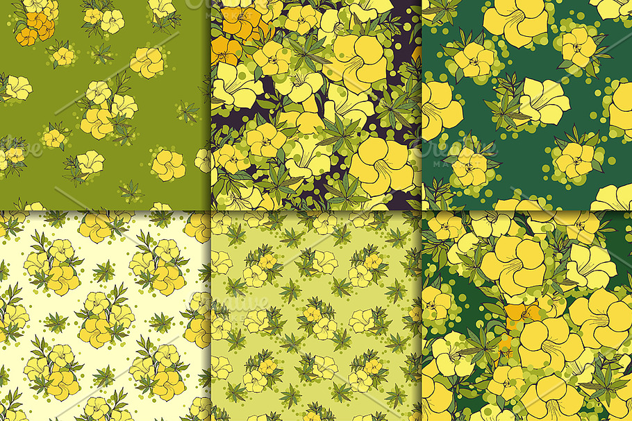 Set of six floral patterns in Patterns - product preview 8