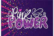 Pink Power Lettering, Glitter and