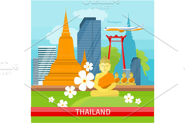 Thailand Travelling banner. Thai