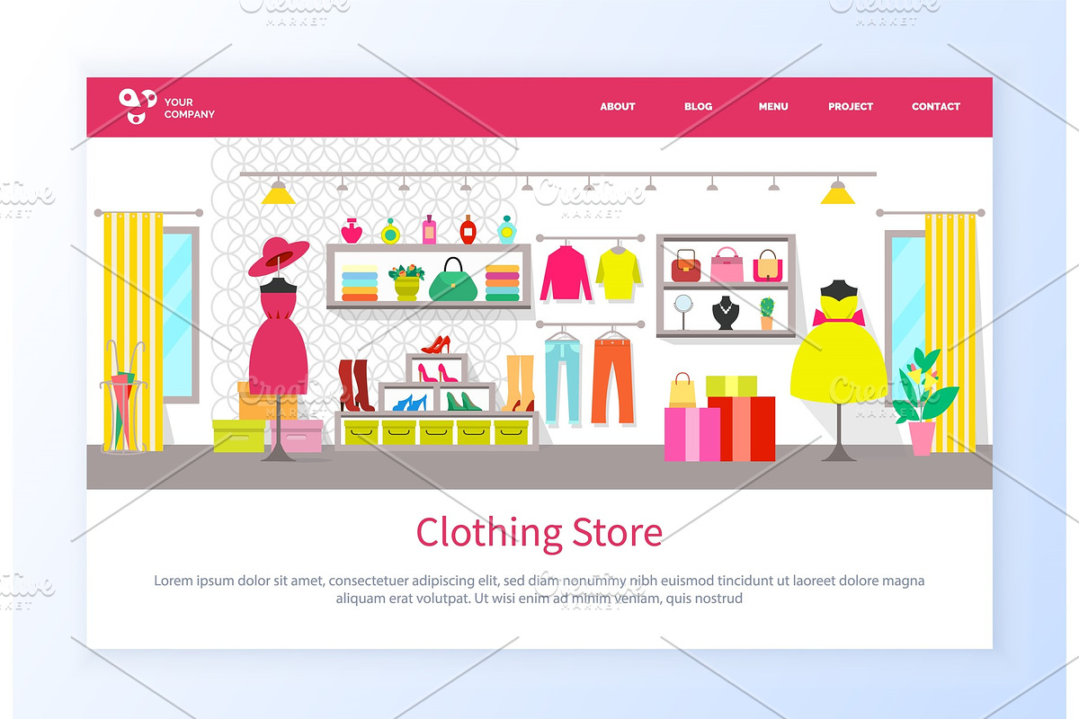 Clothing Store Shopping Center with in Illustrations - product preview 8