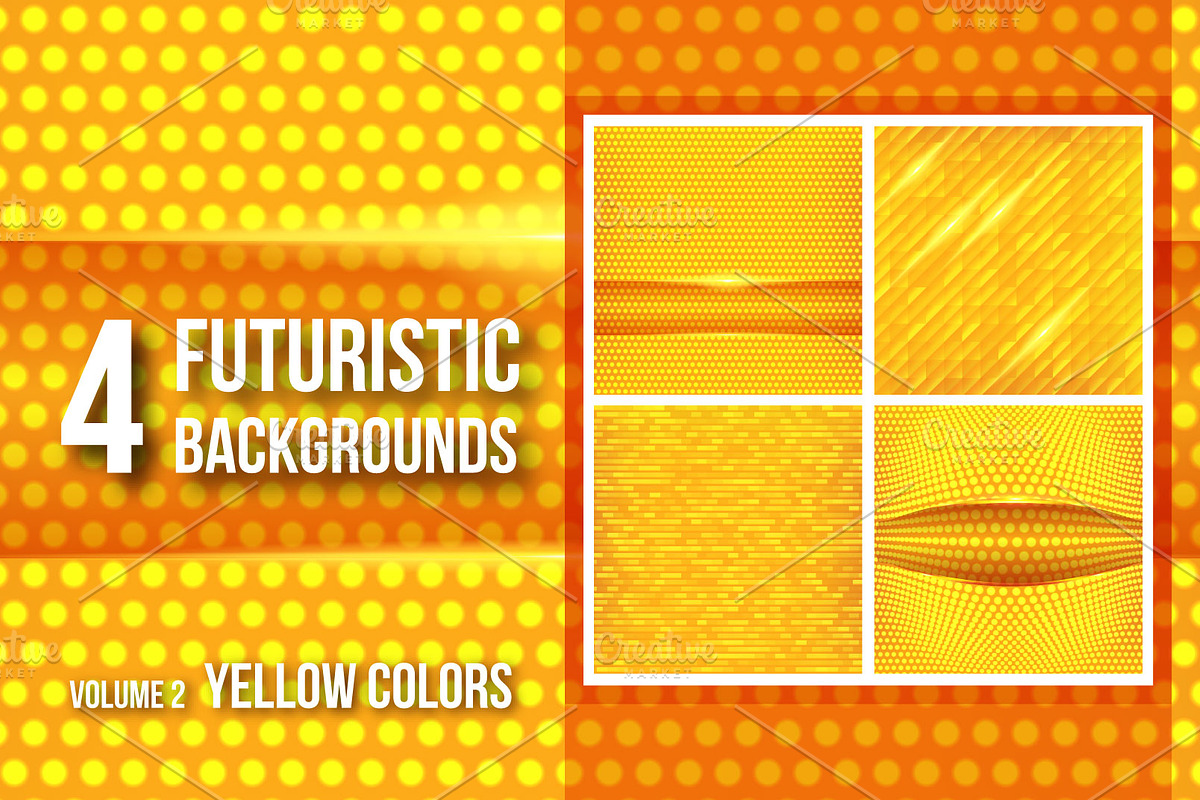 4 futuristic backgrounds - yellow in Textures - product preview 8
