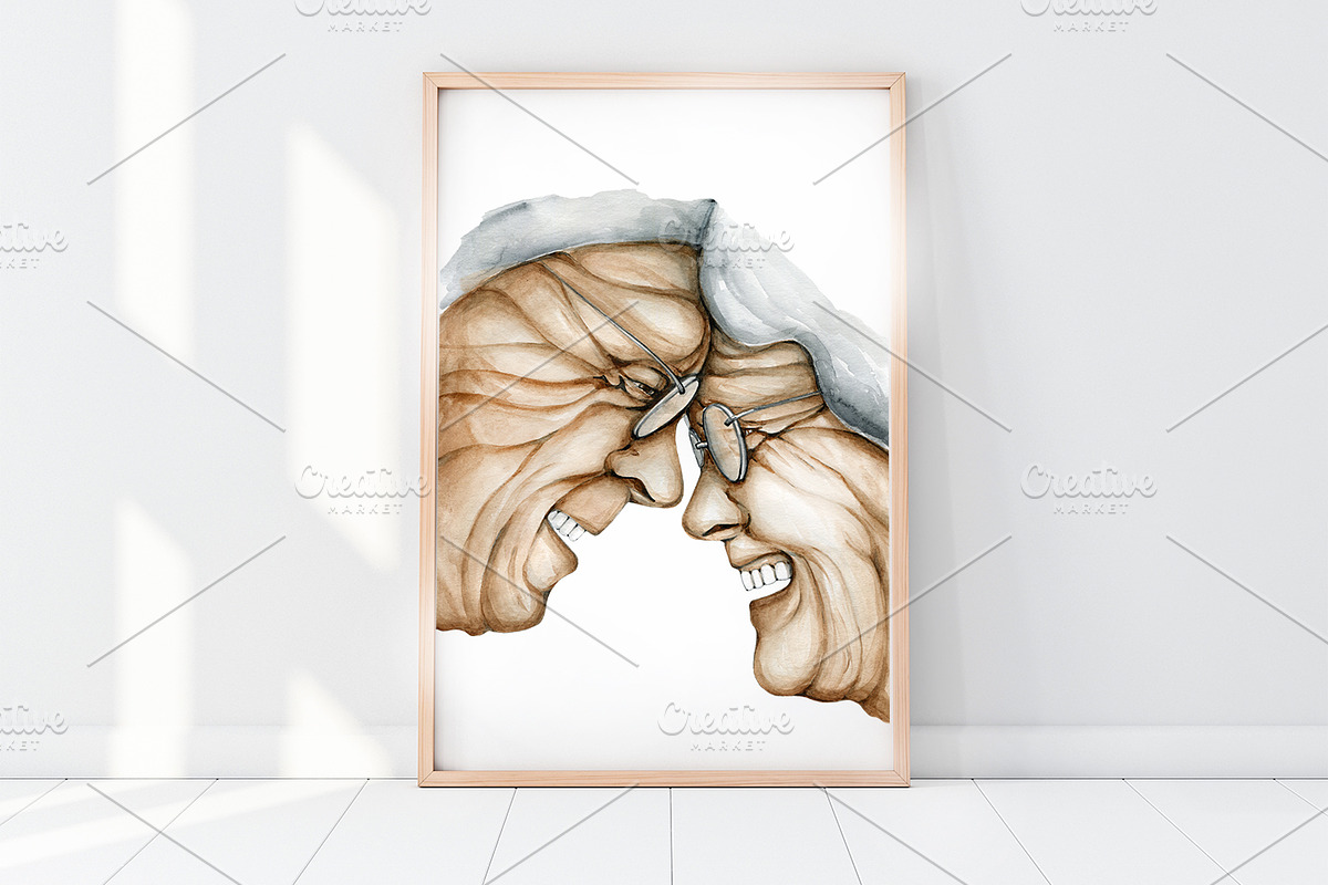 Grandparents Watercolor Family Art in Illustrations - product preview 8