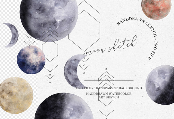 Watercolor Moon in Illustrations - product preview 5