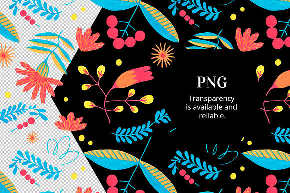 Hand-painted folk gouache pattern in Illustrations - product preview 3
