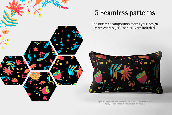 Hand-painted folk gouache pattern in Illustrations - product preview 4