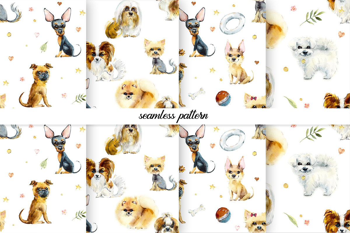 Watercolor Cartoon Small Dogs in Illustrations - product preview 8